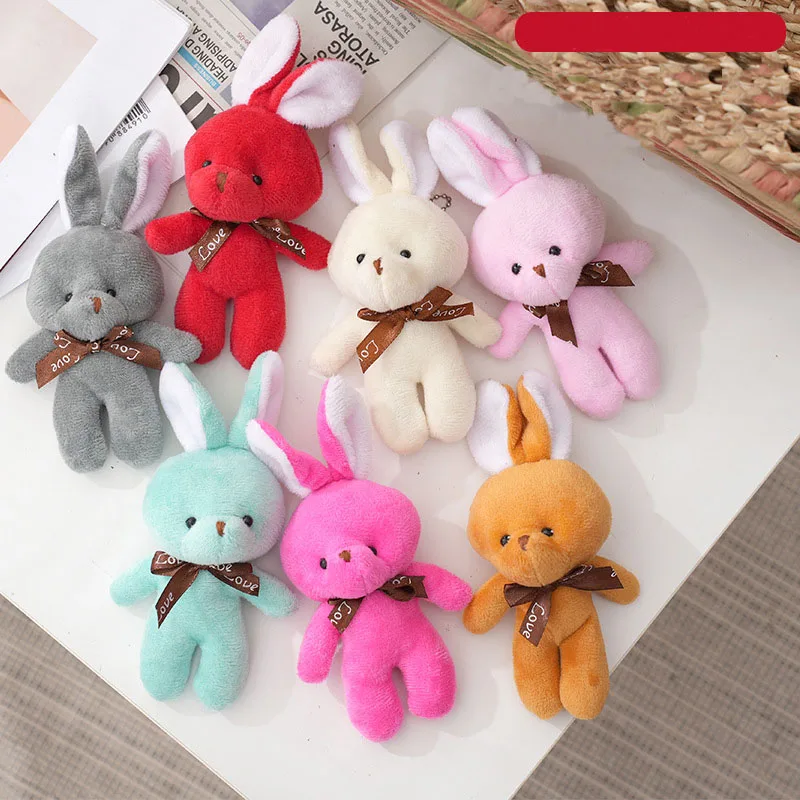 

10PCS Mini Kawaii Bunny Plush Keychain - Teddy Rabbit Stuffed Doll Bag Pendant Birthday Gift Kids