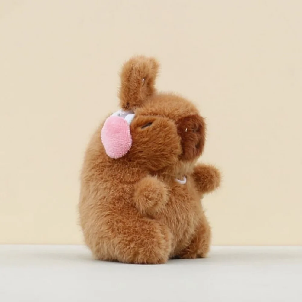 Capybara drôle en peluche pendentif oreilles de lapin mobiles marron dessin animé en peluche porte-clés ailes douces Capybara en peluche porte-clés
