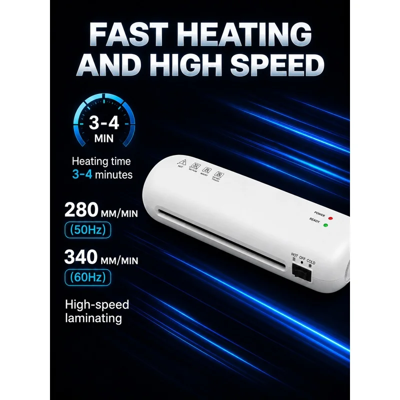 Photo laminator machine, fast lamination for photo filesA4Cold and hot laminator quick preheating laminating machine