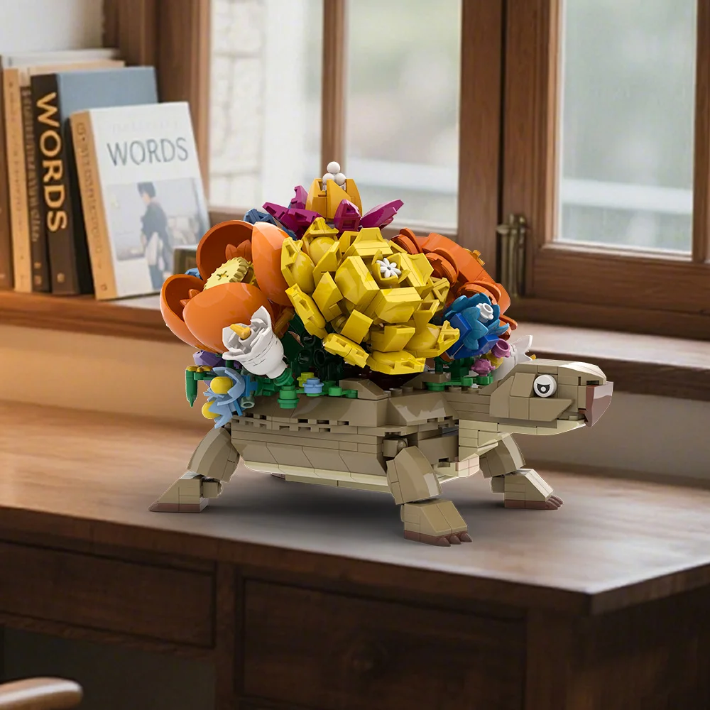 

MOC Turtle Flower Pot Building Blocks Model Turtle Flower Pot Desktop Pot Plant Bricks Assembly Toys Kids DIY Birthday Gifts