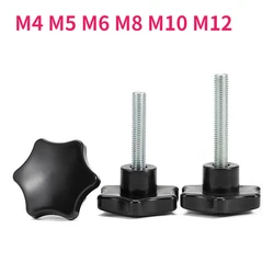 M4 M5 M6 M8 M10 M12 Star Shape Thread Clamping Handle Bolt Bakelite Hand Knob Tightening Screw Industry Equipment Plastic Steel