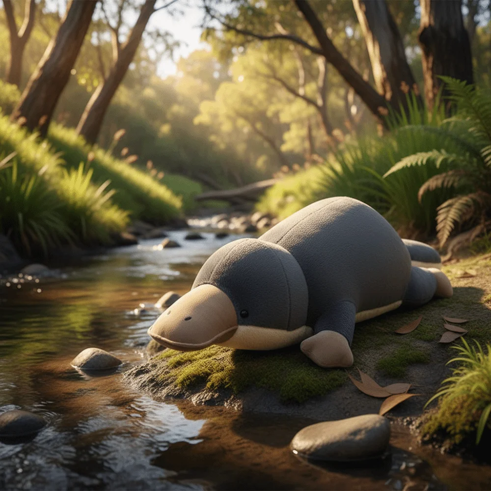 Super Soft Platypus Grey Color Fluffy Texture Stuffed Animal Realistic Design High Quality Simulation Festival Gift