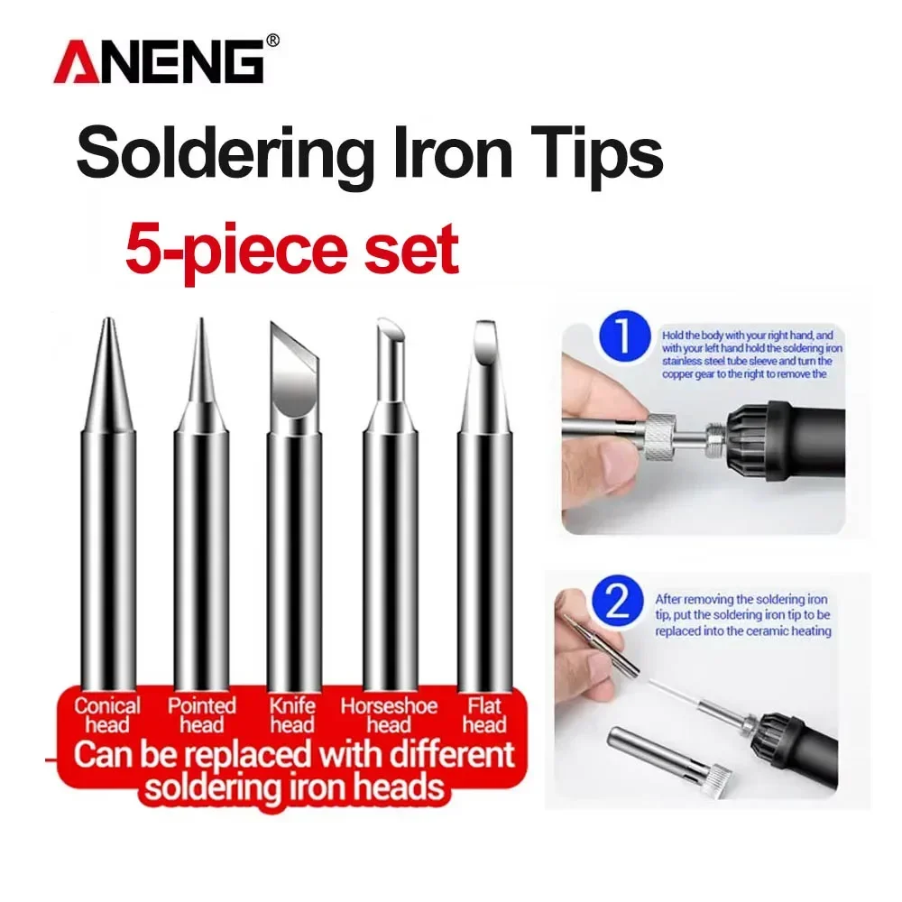 ANENG Electric Soldering Iron 5-Piece Set of Soldering Iron Tips Accessories Replace Soldering Electric Soldering Iron Tip Tools
