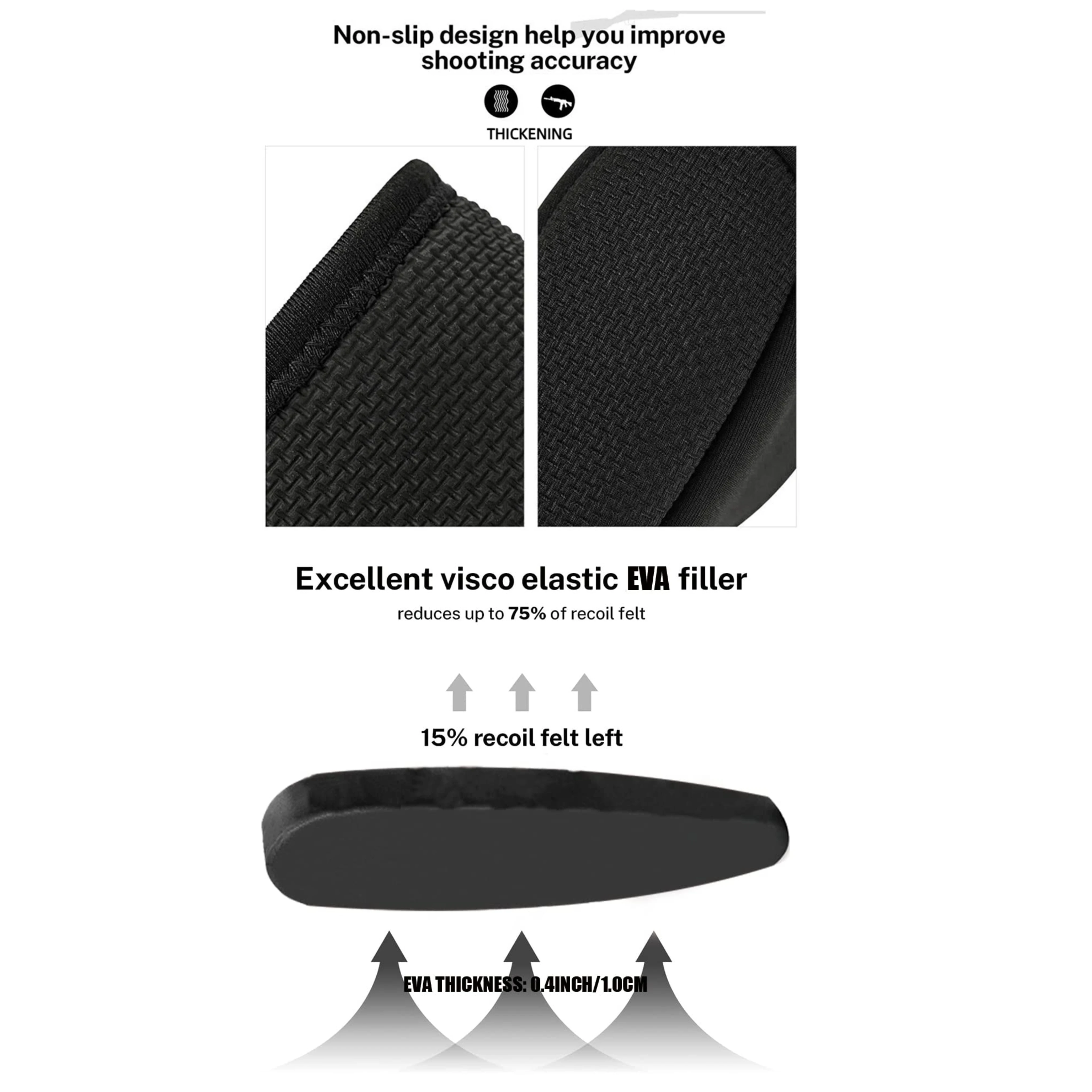 Tactical Non-Slip Recoil Pad, Shotgun Rifle Recoil Reducer Butt Pad - EVA view 3