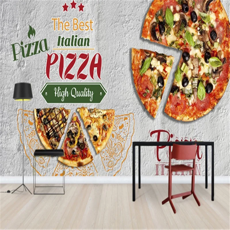 Custom Western Fast Food Restaurant Industrial Decor Wall Background Mural Wallpaper 3D Italy Pizza Snack Bar Wall Paper 3D