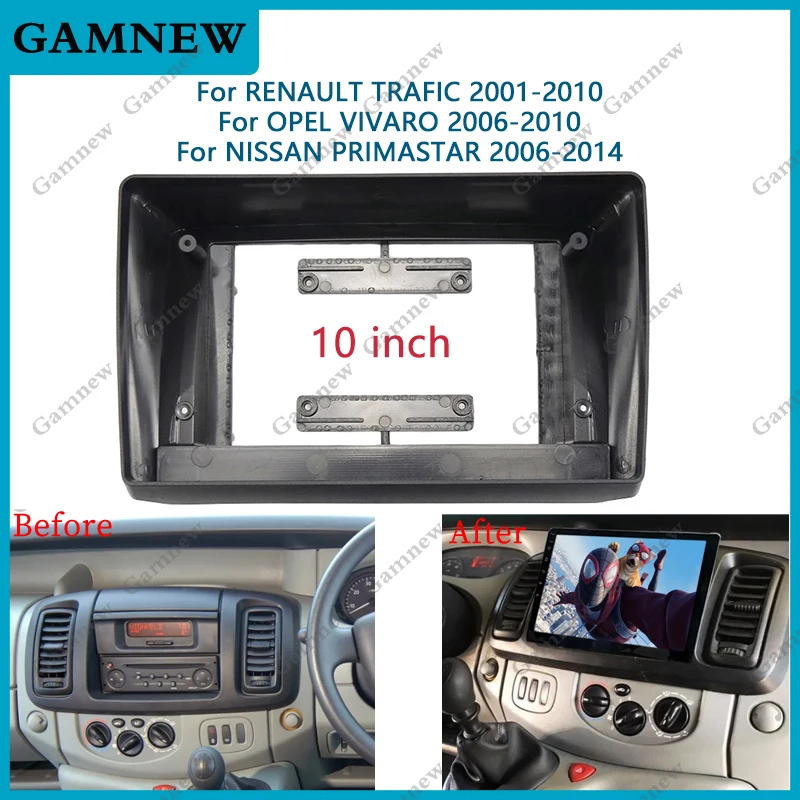 Car Frame Fascia Adapter Android Radio Dash Fitting Panel Kit For Nissan Primastar Opel Vivaro Renault Trafic 2001-2010