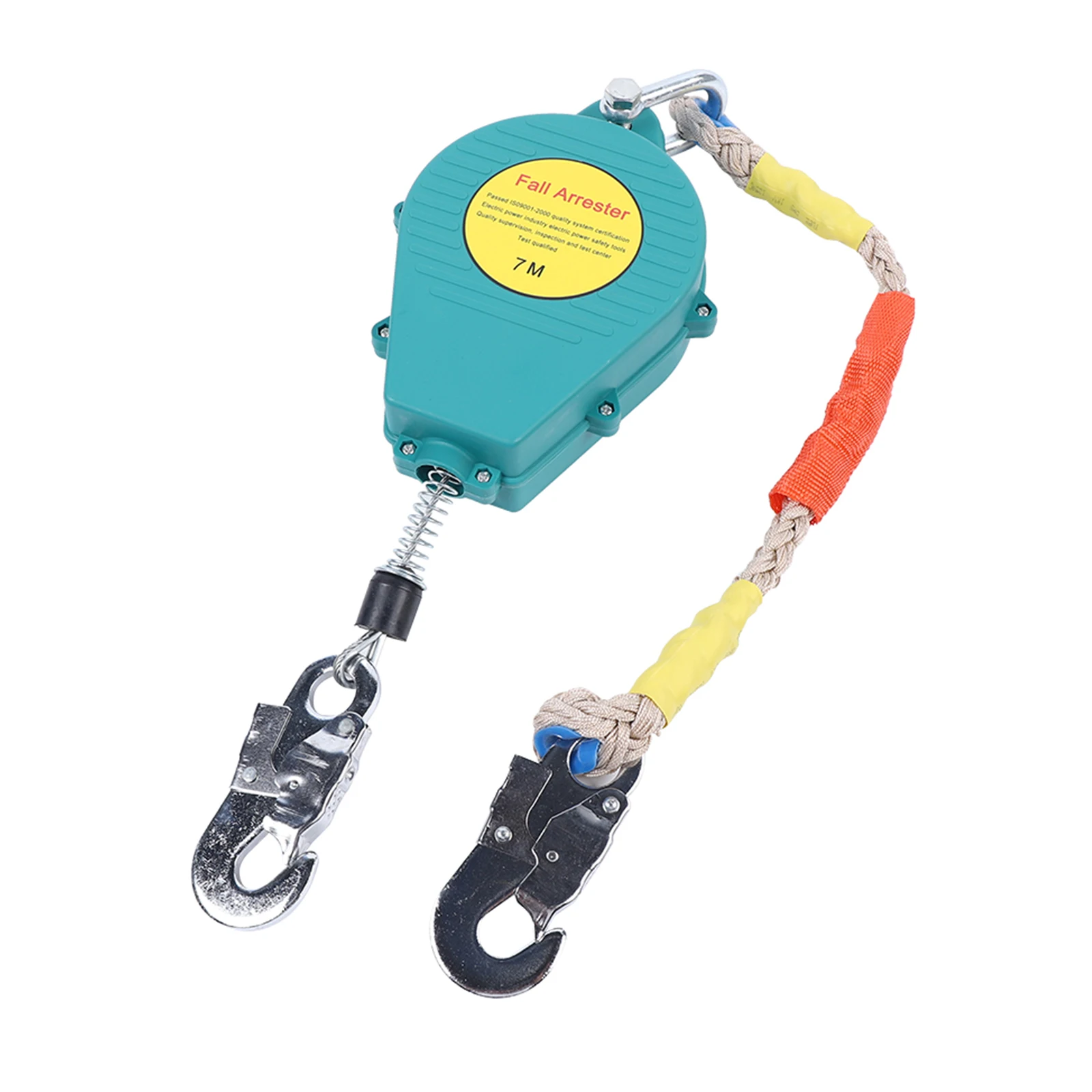 Self Retracting Lifeline Arrester, Fall Protection, Alloy Hook, Steel Wire Rope, 23ft (7m), 330lbs
