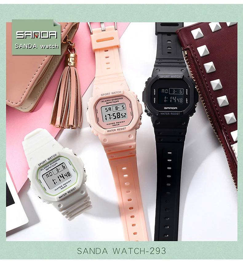 

SANDA293 Style Digital Watch Men Waterproof Ms Watch Sport Men Watches Boy Girl Electronic Clock Relogio Masculino Relógio Mulhe
