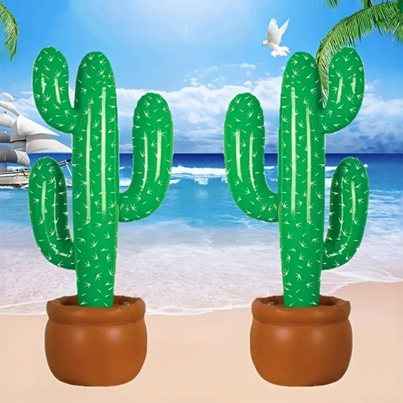 1pc Inflatable Cactus Decor for Tropical Luau Party Hawaiian Summer Pool Beach Photo Prop Adult Backyard​