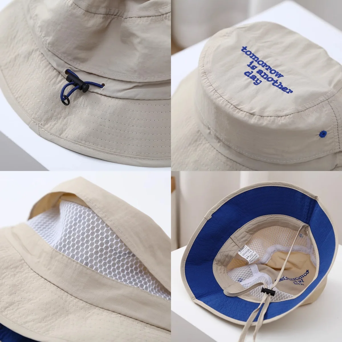 Quick-Dry Bucket Hat for Kids Solid Color Letter Boys Girls Fisherman Hats UV Protection Children Panama Basin Cap image 6