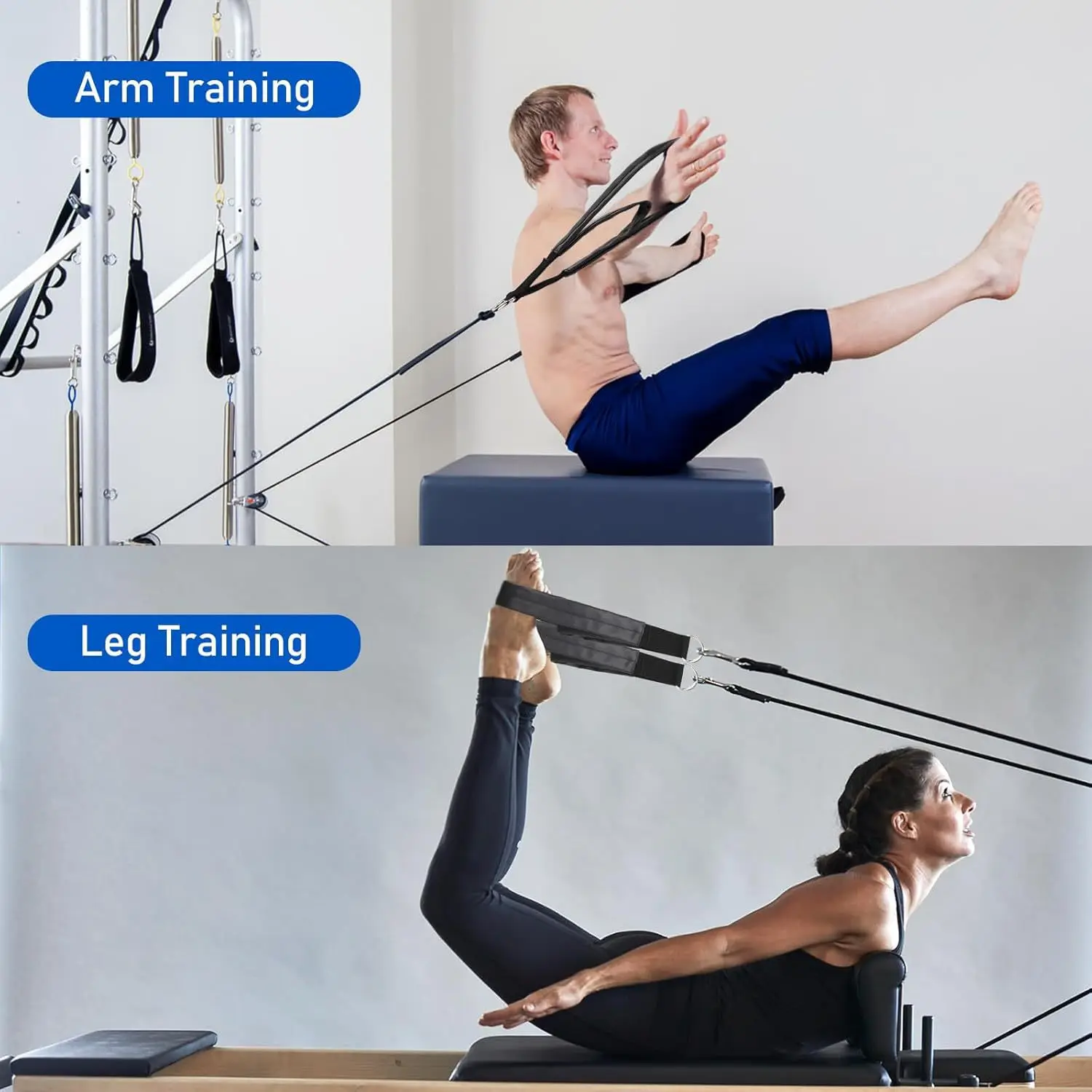 Double Ring Elastic Yoga Pilates Bed Exercise Accessory Ankle Buckle Pilates Stretch Straps Resistance Band Elastic Cord Hammock