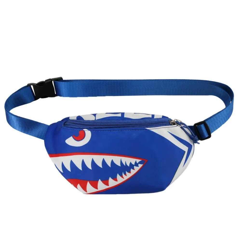 Fashion Nylon Shark Pattern Chest Bag Zipper Printing Cartoon Shark Waist Bag Crossbody Chest Bag