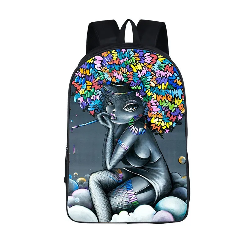 

Trendy Popular African girls Notebook Backpacks pupil School Bags 3D Print Oxford Waterproof Boys/Girls Laptop Backpacks