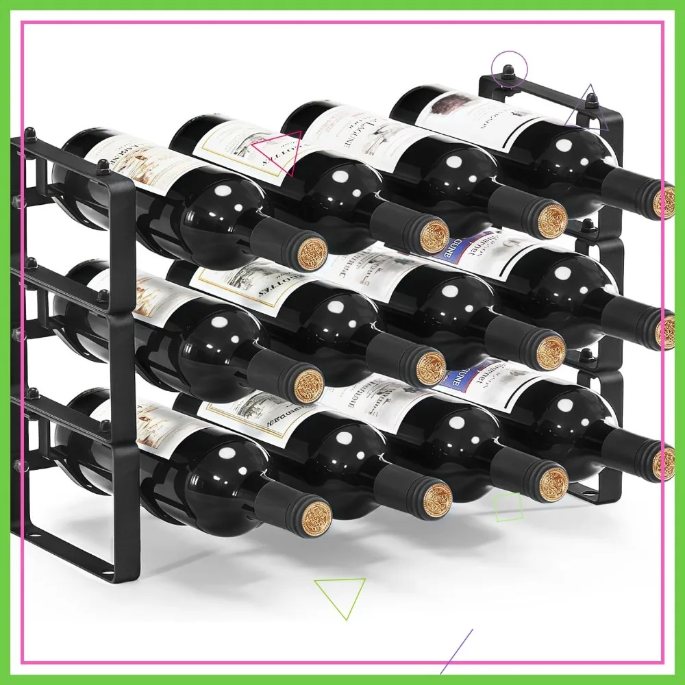 3-stufiges verstellbares Weinregal, platzsparender Arbeitsplattenhalter für 12 Flaschen, Schrank- und Speisekammer-Aufbewahrungslösung