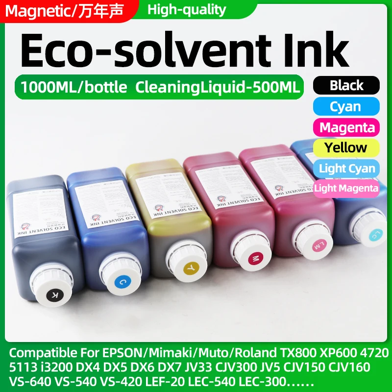 1000ML Eco-solvent Ink Compatible For Mimaki JV33 CJV300 CJV150 CJV160 JV300 JV150 JV34 JV2 JV5 For Epson Printhead solvent Ink