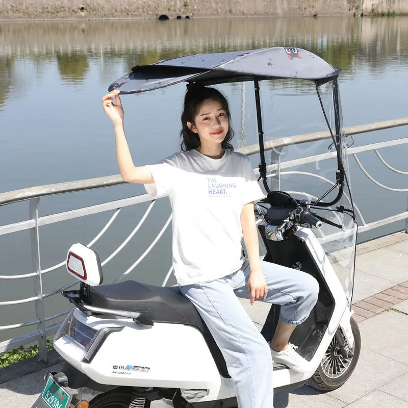 2026 New Model Electric Bike & Motorcycle Canopy, Waterproof Sunshade Umbrella for Scooters, Anti-UV Rain Shelter Accessory