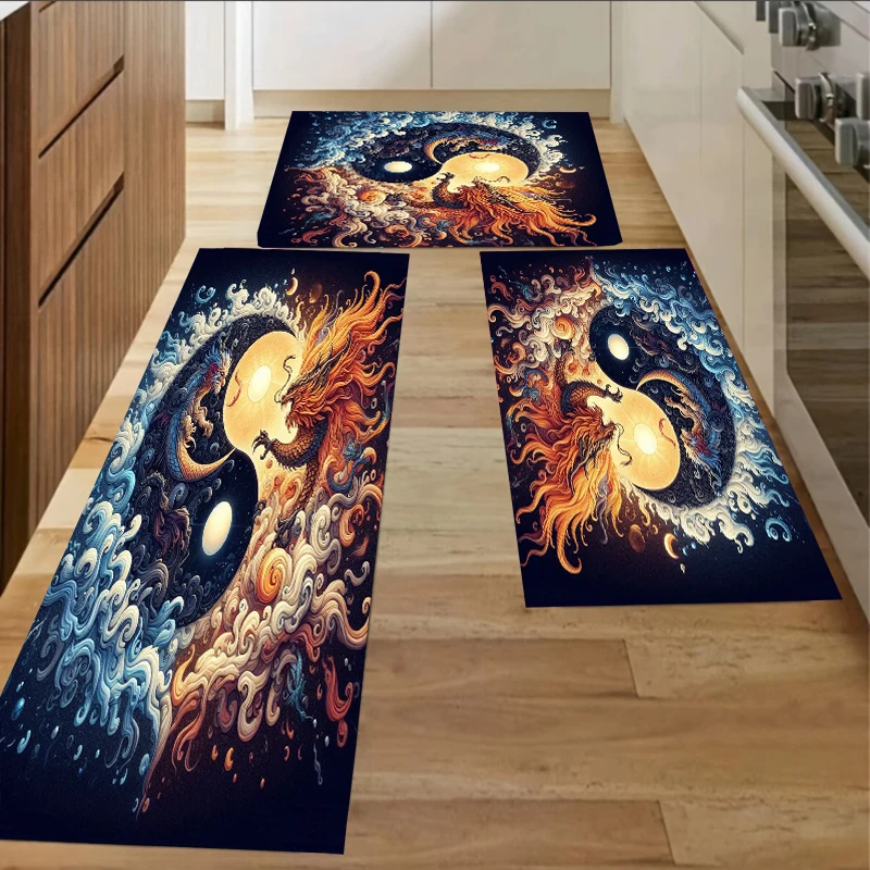 

Magic Dragon Kitchen Rug Set - Non-Slip Waterproof & Easy-Clean Floor Mats for Kitchen Bathroom & Entryway Decor Carpet