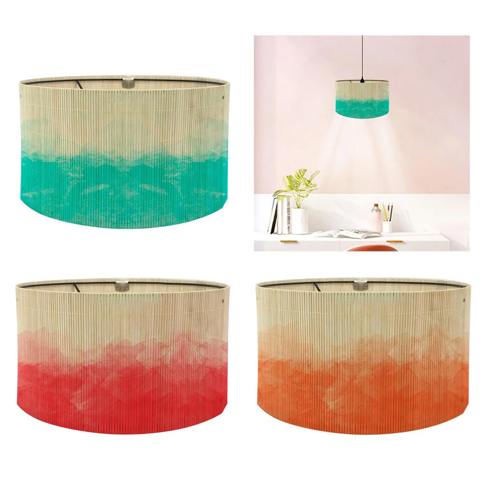 

Bamboo Lamp Shade Drum Lamp Shade Cover European for Floor Light Table Lamp