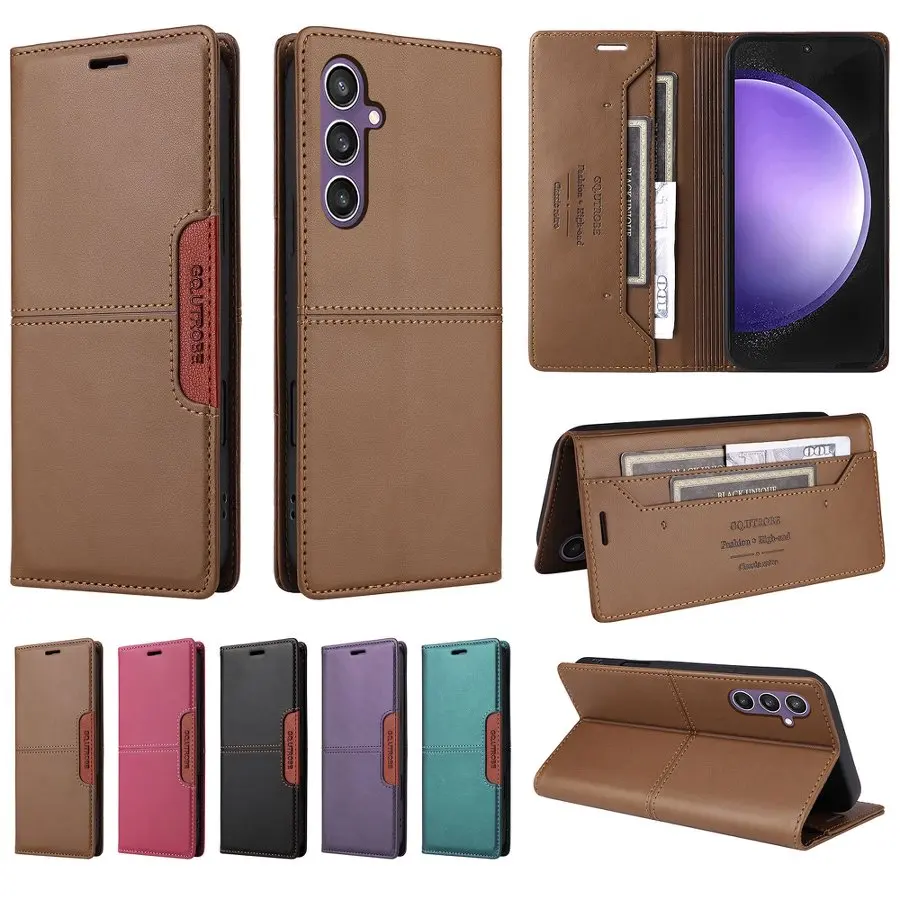 

Magnetic Wallet Anti-theft Leather Case For Samsung Galaxy S25 FE S25E Edge S24 S23 Plus 5G Card Holder Flip Phone Book Cover