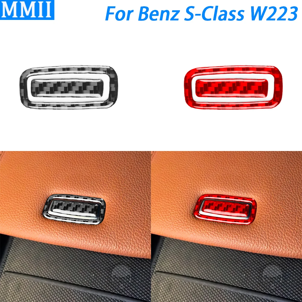 For Benz S-Class W223 2021-2024 Carbon Fiber Rear Storage Box Switch Panel Cover Car Interior Decoration Accessories Sticker