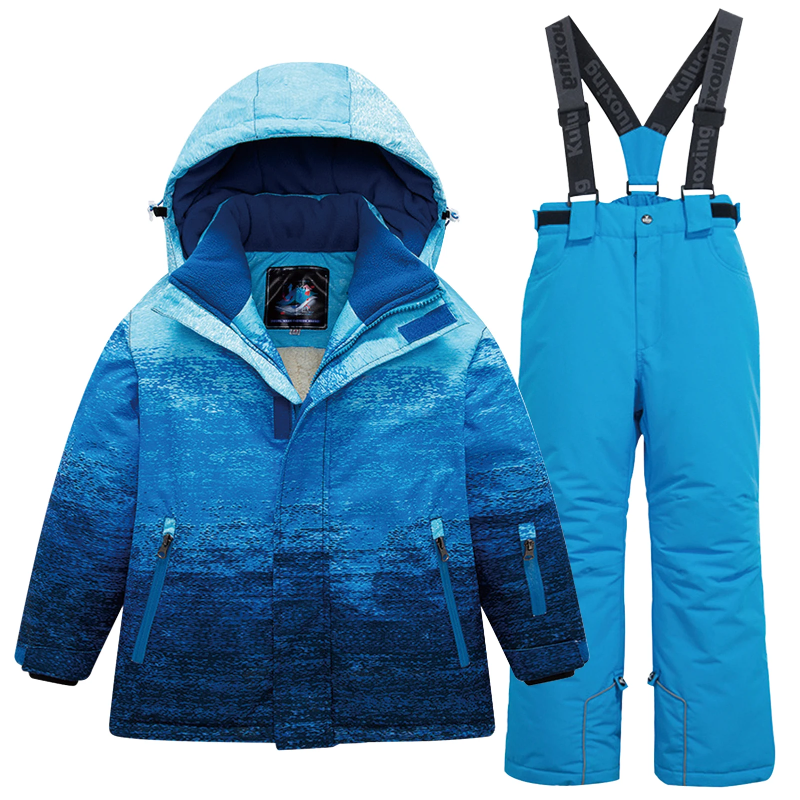 

-30 Degree Boys Snowsuits,Thermal Hood Girls Snow Jacket Pants,Kids Skiing Suit,2-Piece Warm Winter Children's Snowboarding Wear