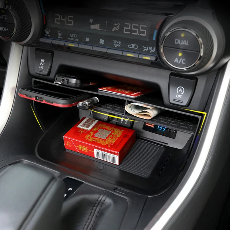 لتويوتا RAV4 XA50 2019 2020 2021 2022 2023 2024 الهجين سيارة مركز وحدة التحكم صندوق تخزين حامل صينية منظمة الملحقات