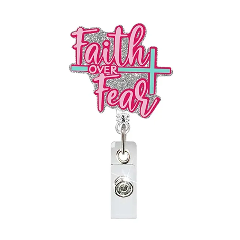 New Glitter Acrylic Comforting Words Retractable Brooch Badge Reel Telemetry Psychology Cardiology ID Card Nurse Badge Holder