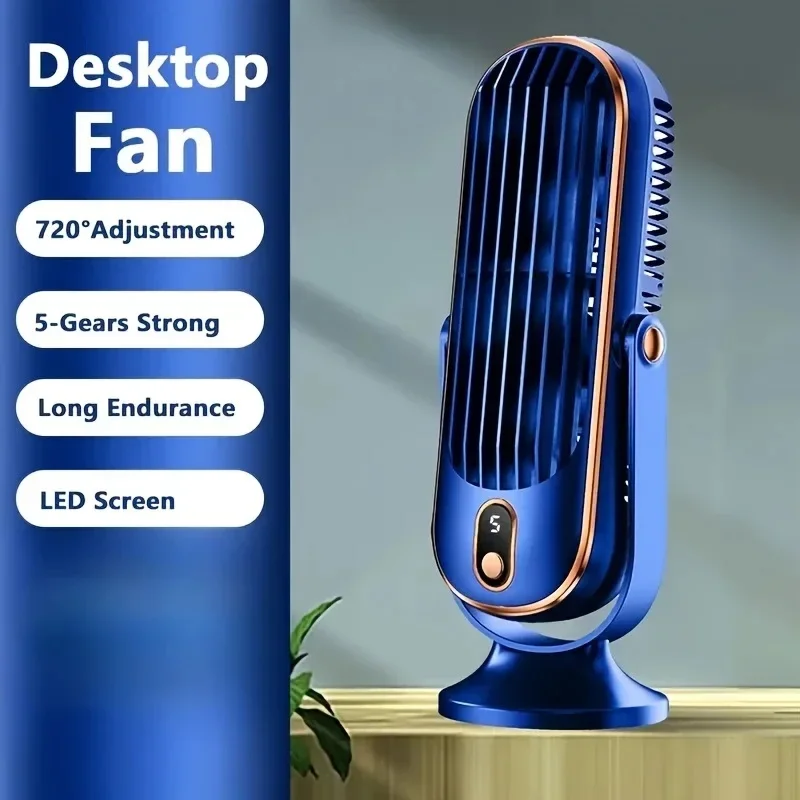 Neuer Verbesserter Tragbarer Schreibtischventilator mit Doppelmotor, Große Kapazität, Wiederaufladbarer Akku, Moderner USB-Kühlventilator, Leiser Persönlicher Ventilator für Unterwegs – Detail 13