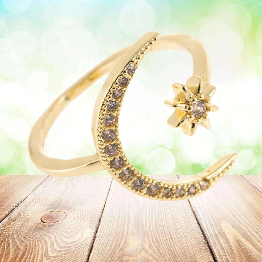 

Ring Star Moon Exquisite Girls Open Creative Crescent Shape Golden Women Rings Travel