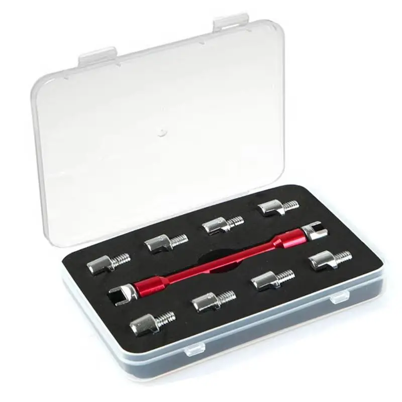 

Motorcycle Spoke Wrench With 10PCS Interchangeable Tips 5.0- 6.8 For Most Motorbikes Red