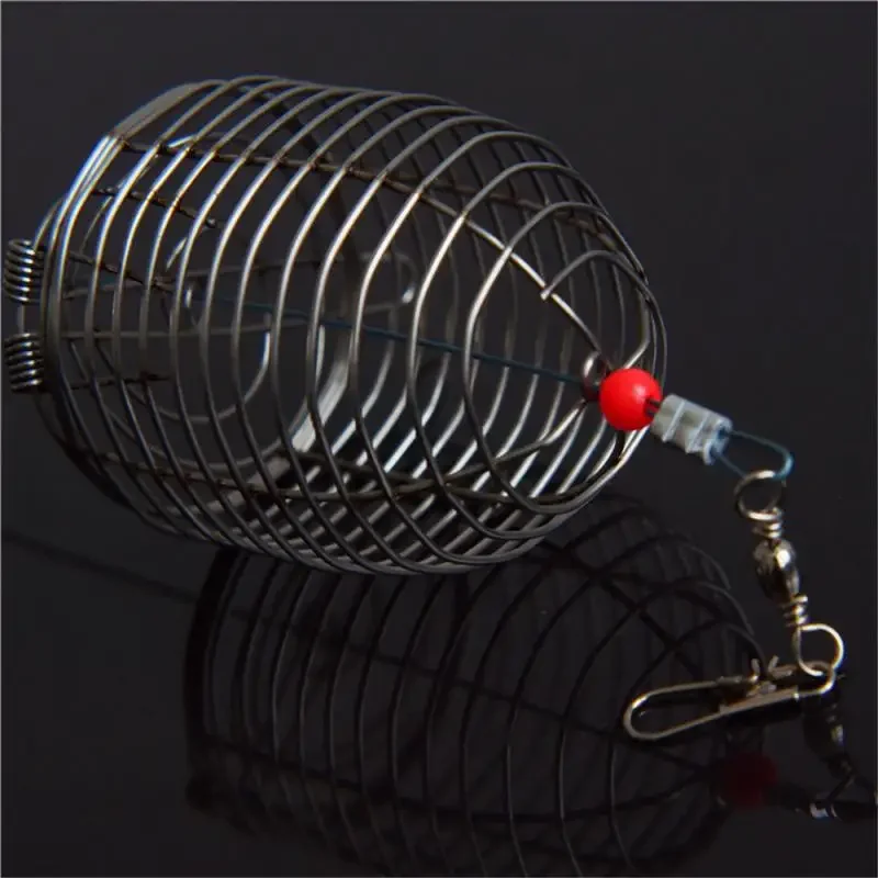 1PCS Fishing Trap Basket Feeder Holder Stainless Steel Fishing Lure Cage Bait Cage Fish Lure Holder Fishing Bait Fish Finder