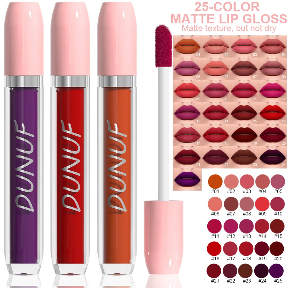 ملمع شفاه مخملي غير لامع مكون من 25 لونًا، سريع الجفاف وخفيف الوزن، تغطية قابلة للبناء للحفلات وحفلات الزفاف والمناسبات الخاصة طوال اليوم