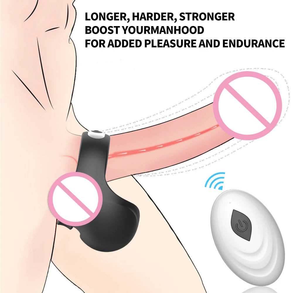 تهتز حلقات القضيب مع جهاز التحكم عن بعد سيليكون موتر الهزاز تأخير القذف الجنس لعب للرجال زوجين الكبار المنتجات