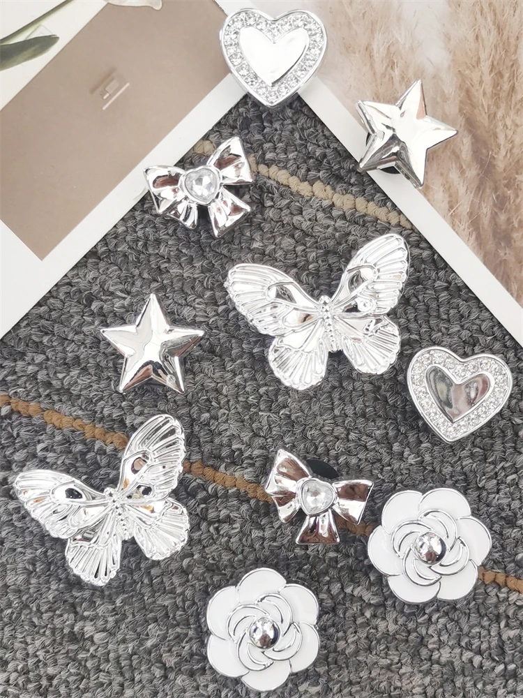 10PCS Schuh Charms Schnallen DIY Clog Zubehör Schmetterling Bowtie Decor Fit Frauen Blase Rutschen Hausschuhe Strand Tasche Sandalen Geschenke – Detail 10