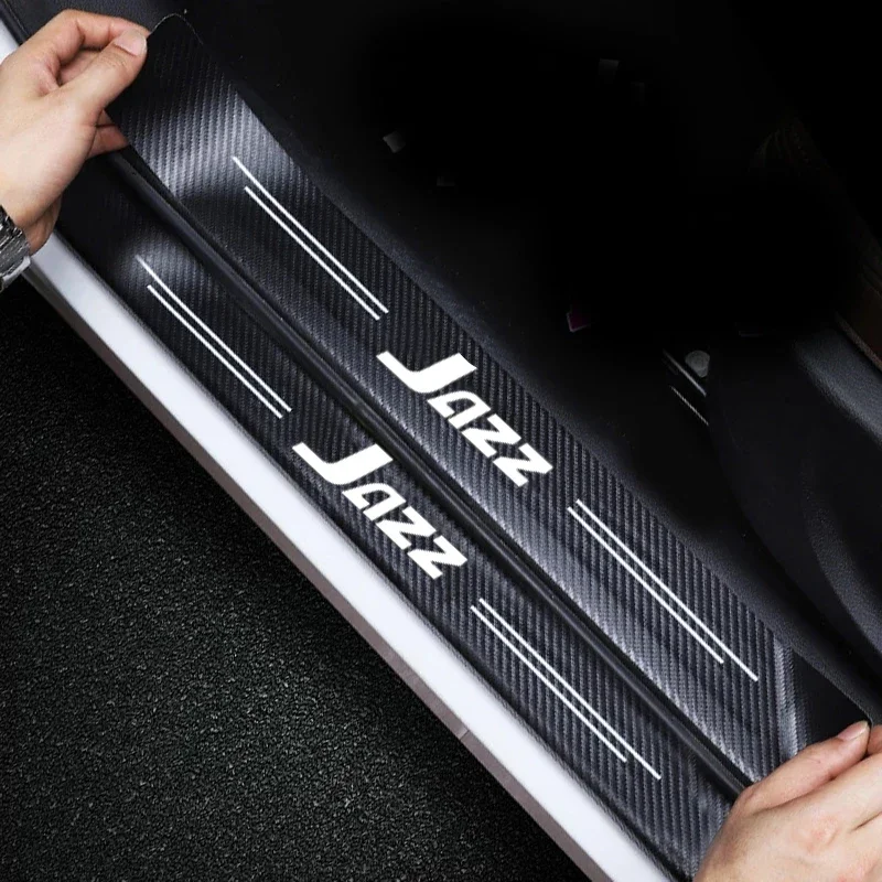 Luminous Car Threshold Door Pedal Strips for Honda Jazz Logo Rear Trunk Sill Bumper Protector Sticker Anti-Scratch Guard Decals
