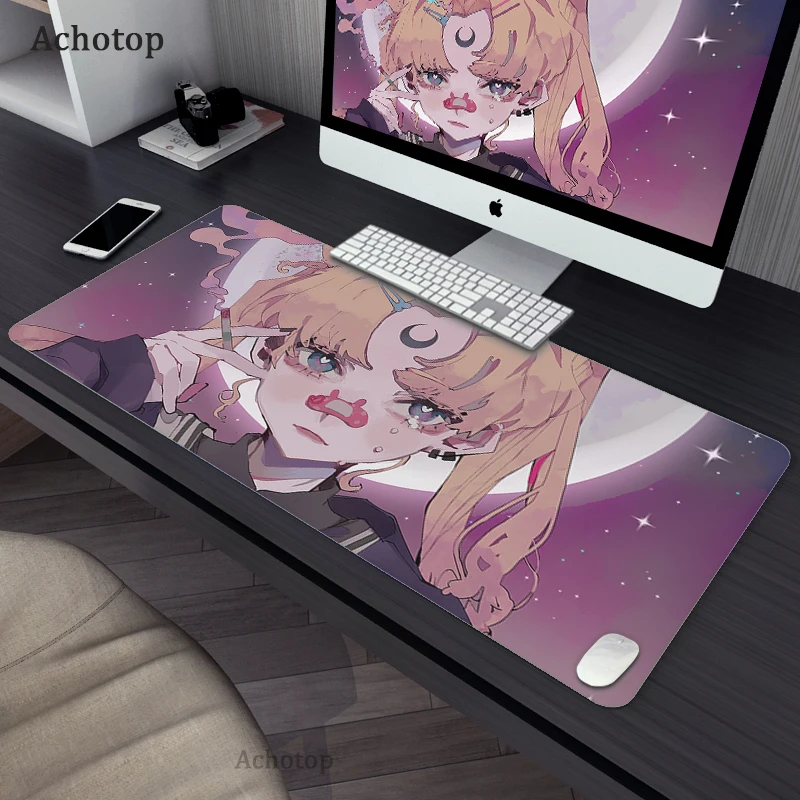 Cute Gaming Mouse Pad Anime Large Computer Mousepad Speed 900x400MM Overlock Edge Cool Cartoon XXL Keyboard Desk Mice Gamer Mat