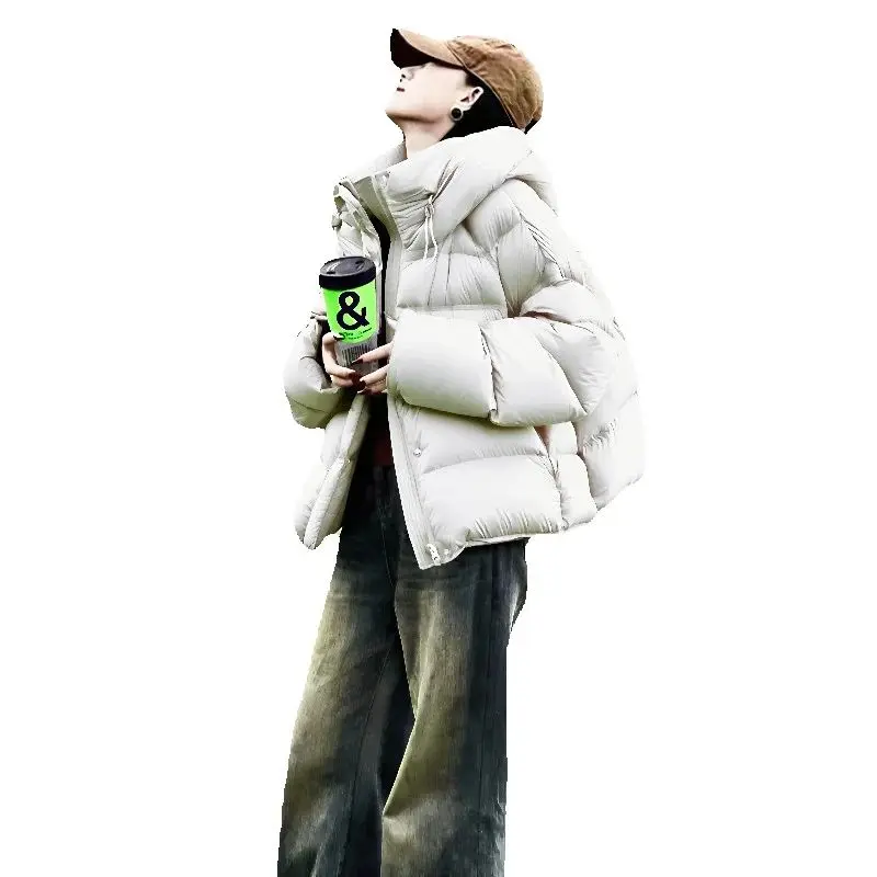 

Новые зимние куртки 2025 года, модная верхняя одежда с капюшоном на молнии, парки, свободная куртка с хлопковой подкладкой, женское хлопковое пальто