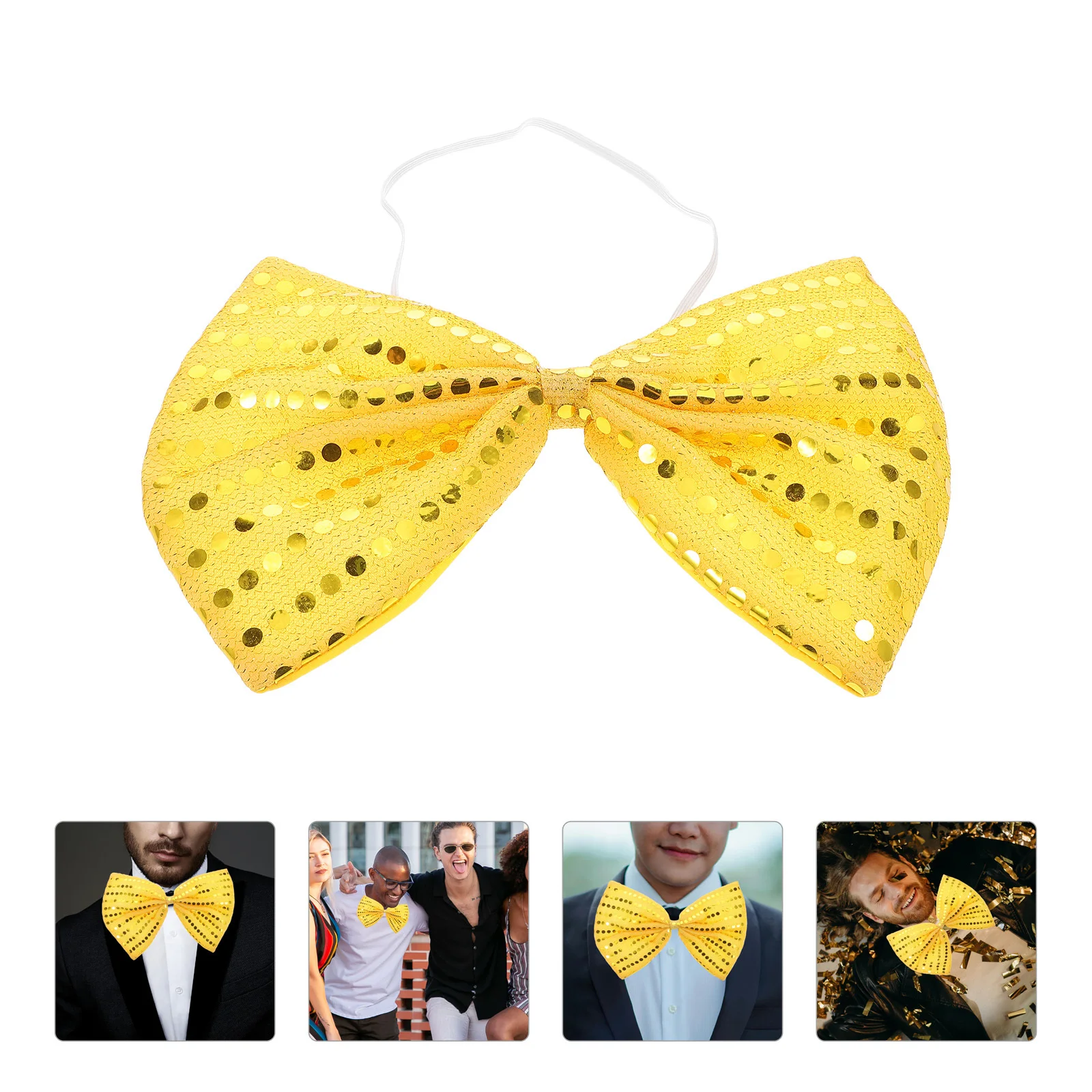 Oversized Sequin Bow Tie Sparkly Glitter Costume Accessory For Masquerade Party Performance Carnival Cosplay Event Men Women