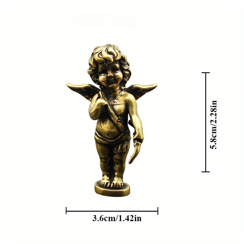 Retro Copper God of Love Cupid Statue Small Ornaments Brass Angel Figurines Desktop Decorations Home Decor Accessories for Room