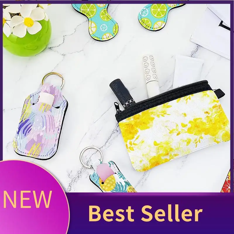25PCS Sublimation Blanks Wristlet Set Lipstick Holder Keychain Makeup Pouch, Keychain Holder For DIY Craft Gift
