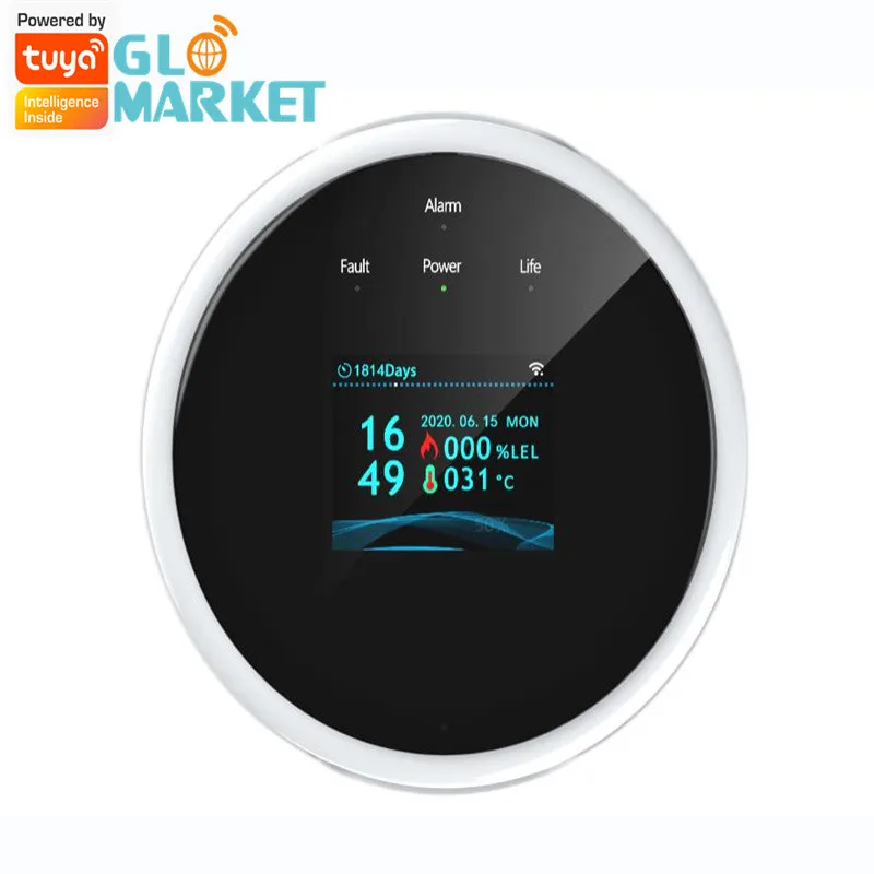 Glomarket Smart Gas Leak Detector Tuya Wifi LCD Display APP Remote Control Heat Alarm Reminder For Smart Home
