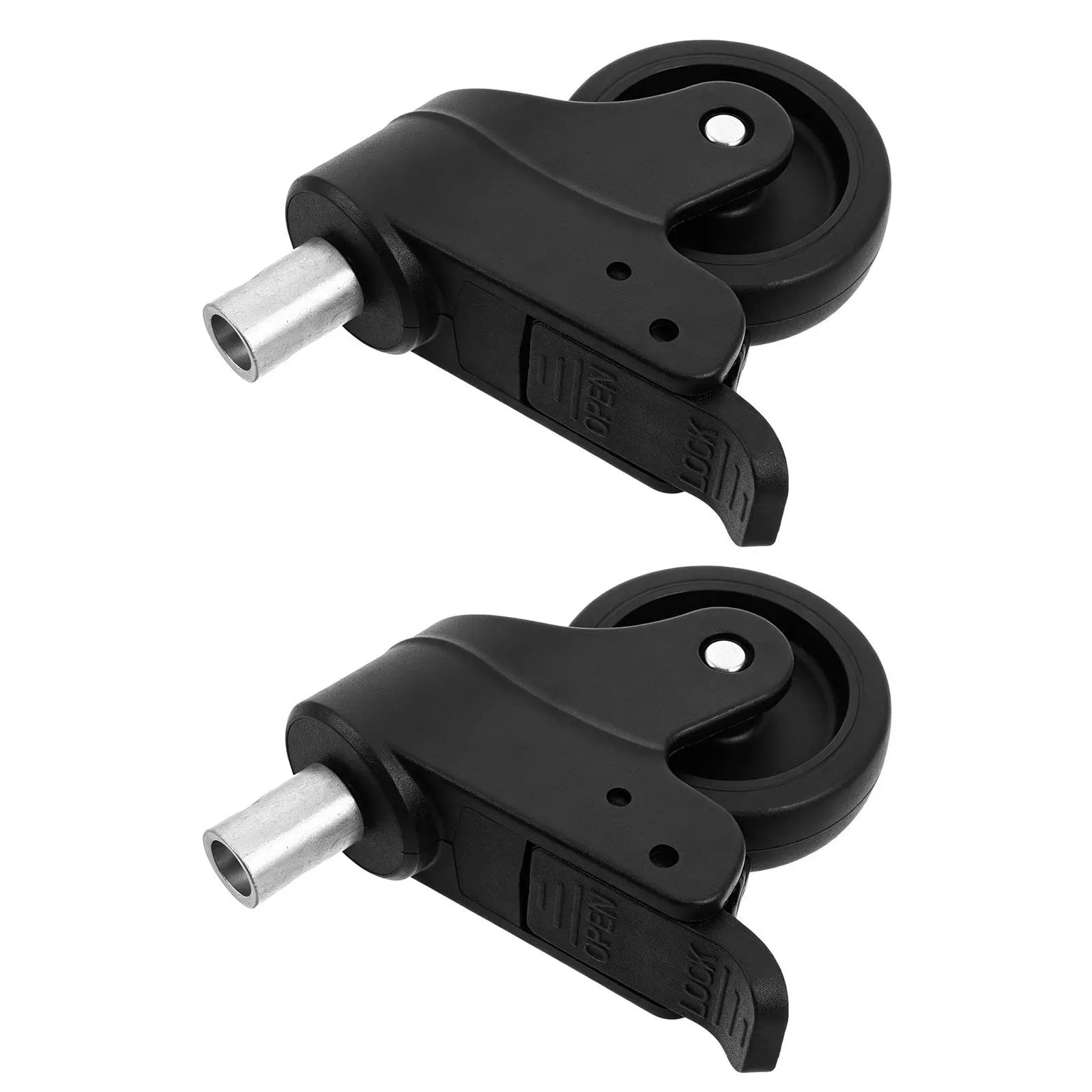 2Pcs Commode Chair Wheels Replacement Silent Stem Brake Heavy Duty 3 Inch Shower Bathroom Wheelchair 360 Swivel Casters