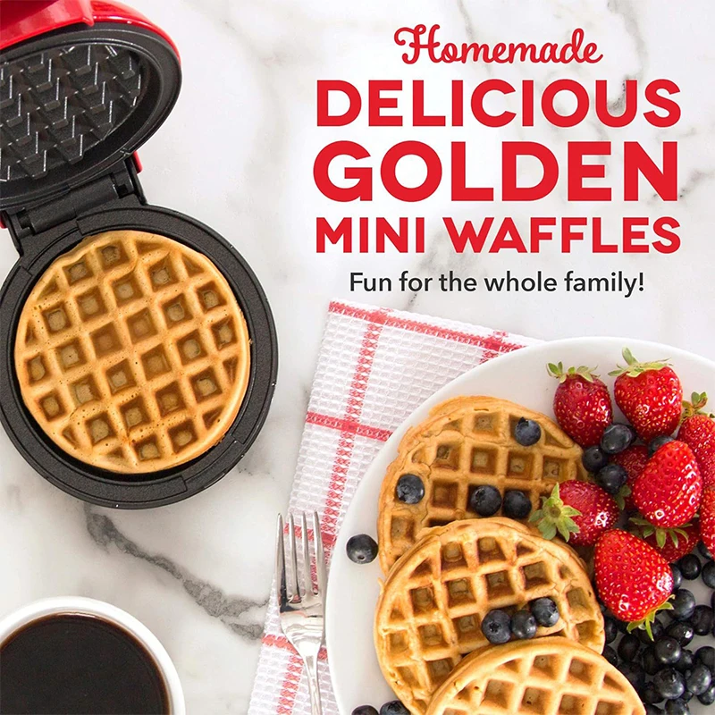 Mini Multifunctional Heart Shaped Waffle Making Machine Double Sided Heated Breakfast Toaster Portable Baking Machine