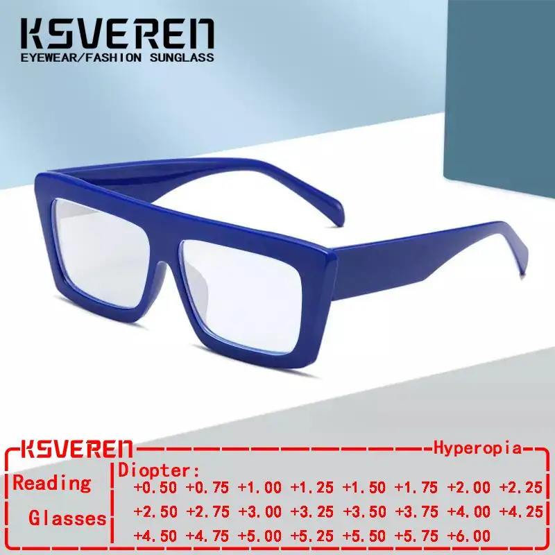 

KSVEREN Anti Blue Light Reading Glasses for Men And Women Square Prescription Optical Eyewear Comfortable Presbyopic Lens