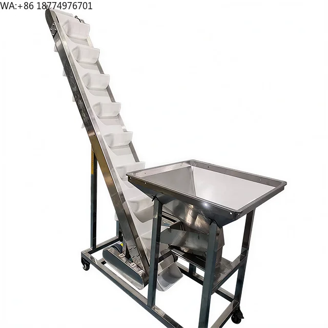 Conveyor Incline Bucket Elevator with Hopper Vertical Hopper Stainless Steel Inclined Conveyor Packing Machine Conveyor Line