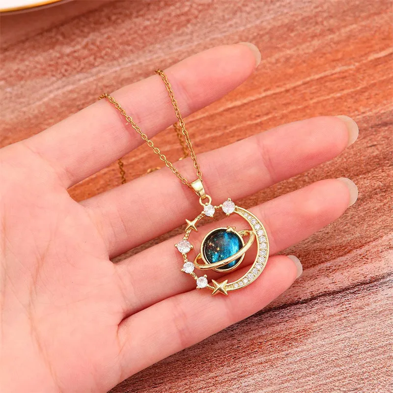 Starry Planet, Light Luxury Charm, Full Diamond Necklace, Versatile Clavicle Chain, European and American Fashion, Light Luxury image 2