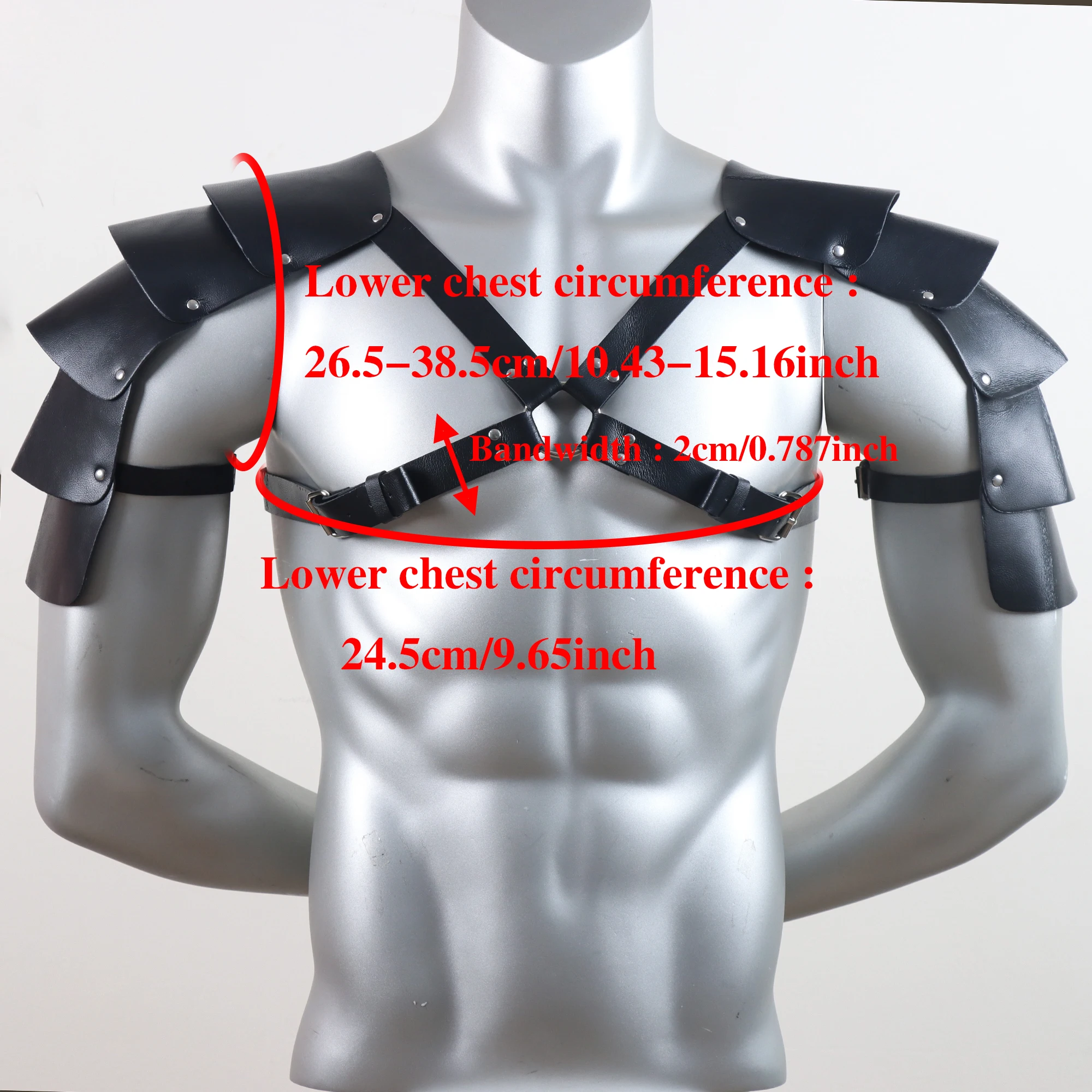 Männer Mittelalter PU Leder Schulter Rüstung Gürtel Halloween Cosplay Ritter Körper Brust Harness Einstellbare Viking Schulter Gürtel – Detail 7
