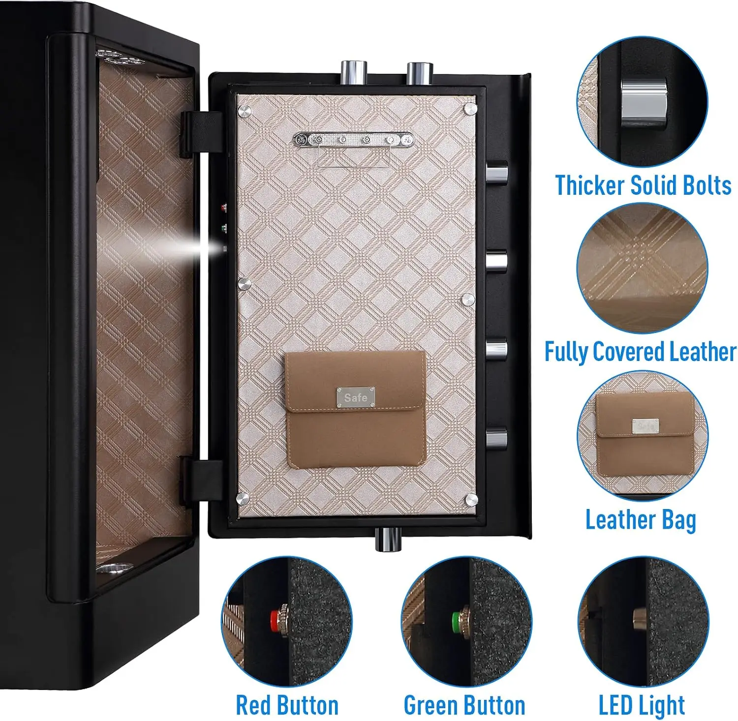 Deluxe Biometric Fingerprint Safe Box Smart Touch Screen Fireproof Safe for Home Office Hotel 3.83 Cubic