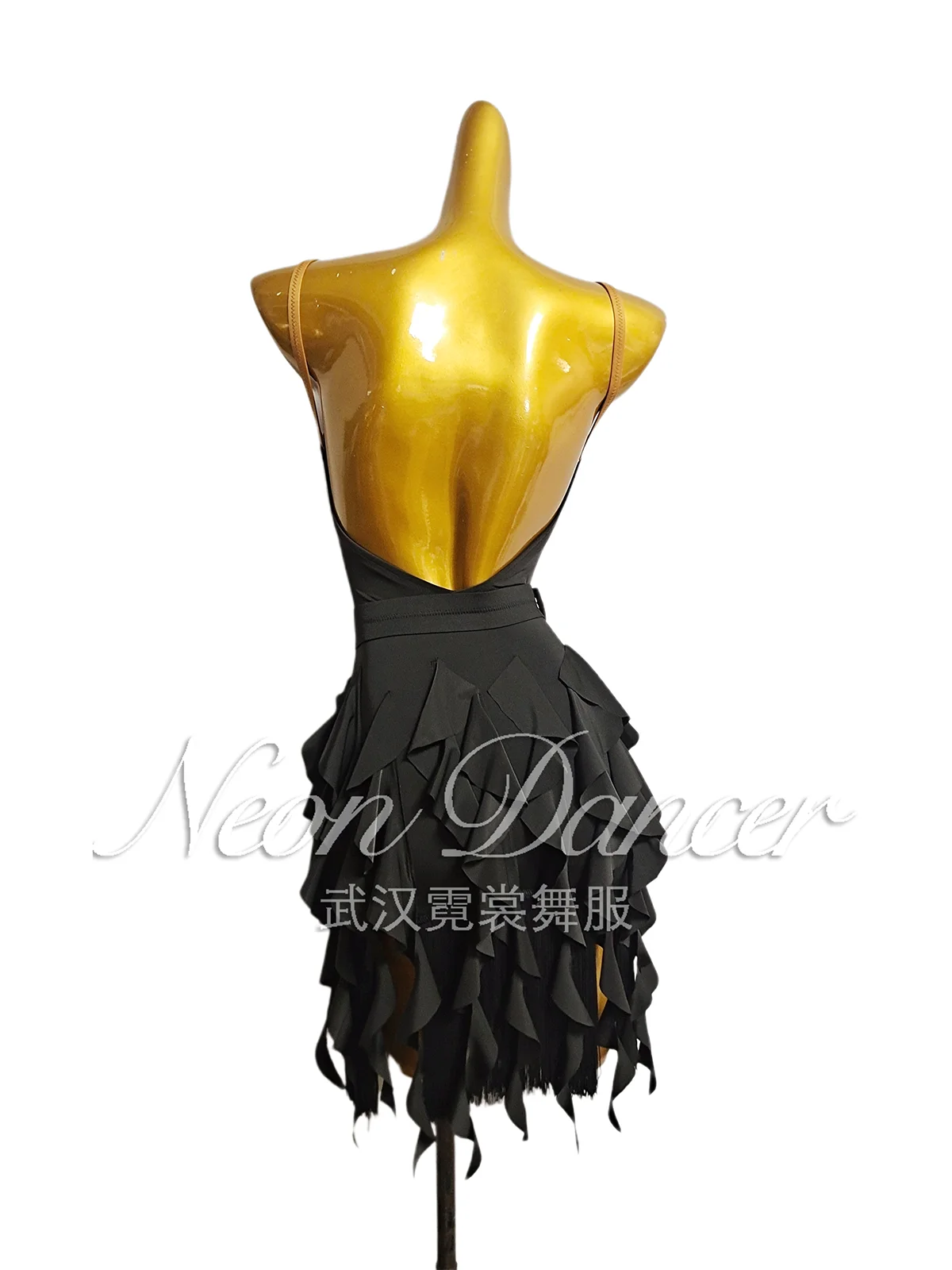 Neondancer New Women's Latin Dance Training Clothes Large Backless Suspender Dress