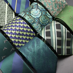 Nuovo Design Wedding Men Tie Green Solid Striped Paisley Flower cravatte uomo Business Dropshipping Groom Collar accessori regalo